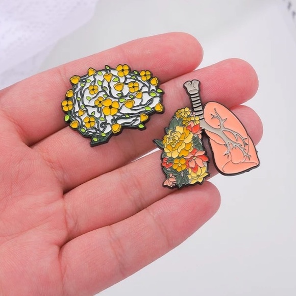 Floral Brain Network Enamel Pin Daisy Chain Neurology Science Lanyard Badge Gift - Picture 5 of 10